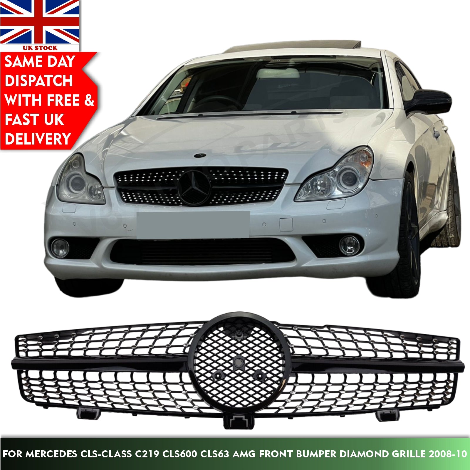 For Mercedes CLS-Class C219 CLS600 CLS63 AMG Front Bumper Diamond Grille 2008-10