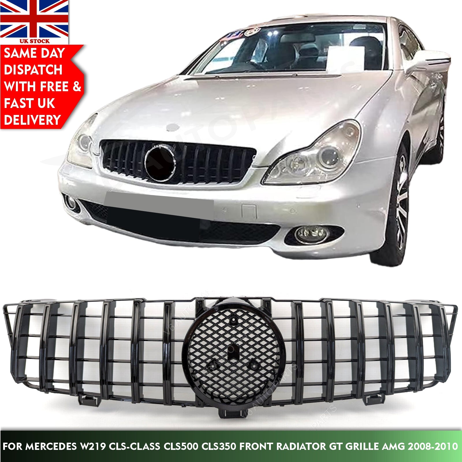 For Mercedes CLS-Class C219 CLS350 500 AMG CLS55 Front Bumper Black Grille 08-10