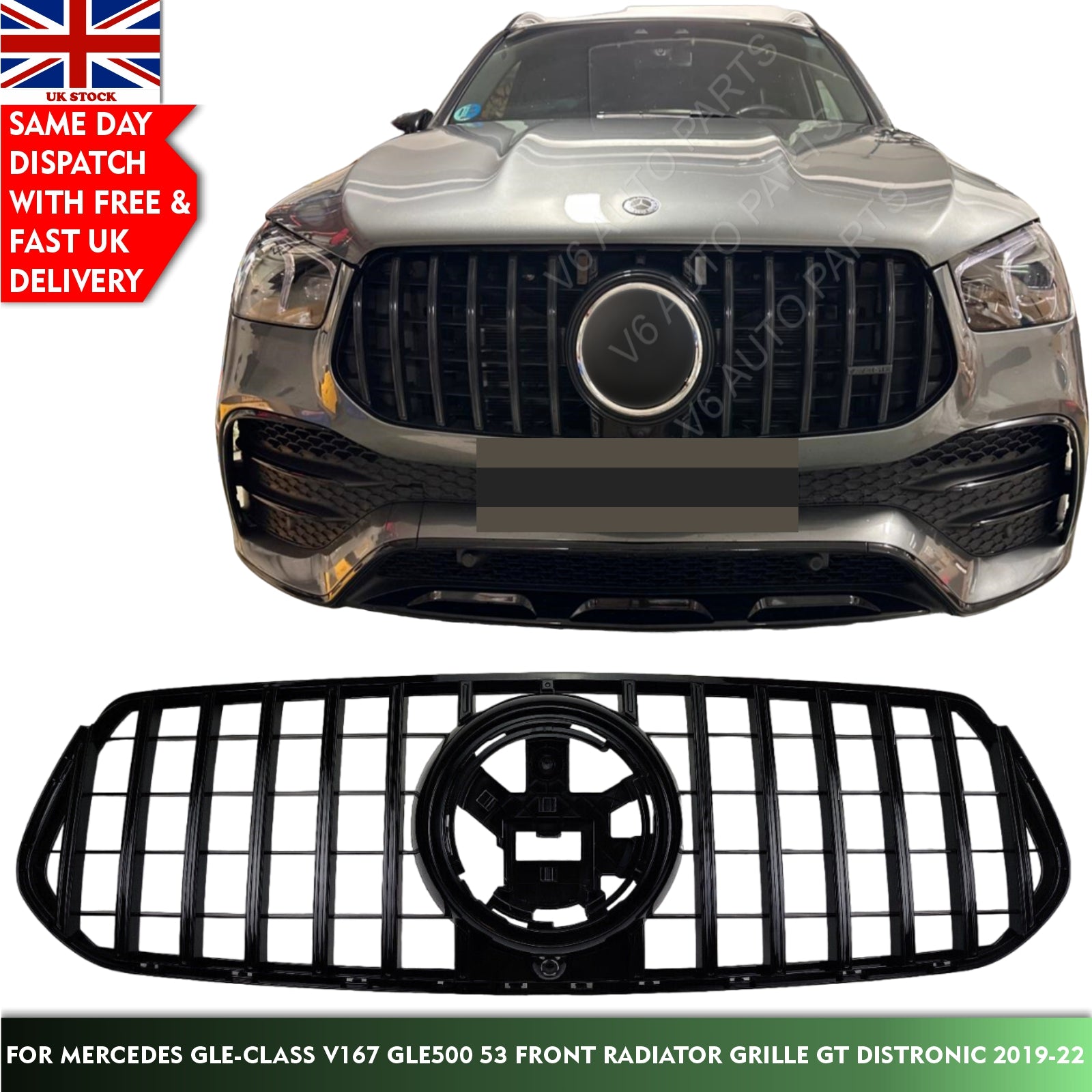For Mercedes GLE-Class V167 GLE500 53 Front Radiator Grille GT Distronic 2019-22
