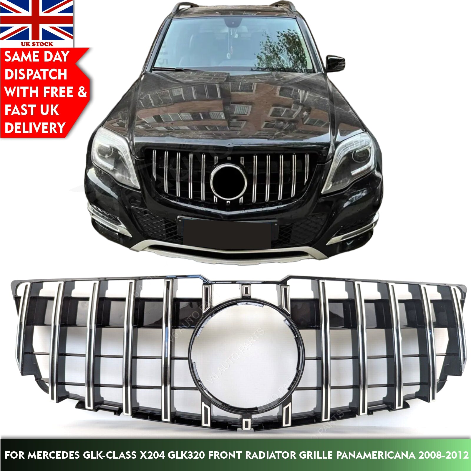 For Mercedes GLK-Class X204 GLK320 Front Radiator Grille Panamericana 2008-2012