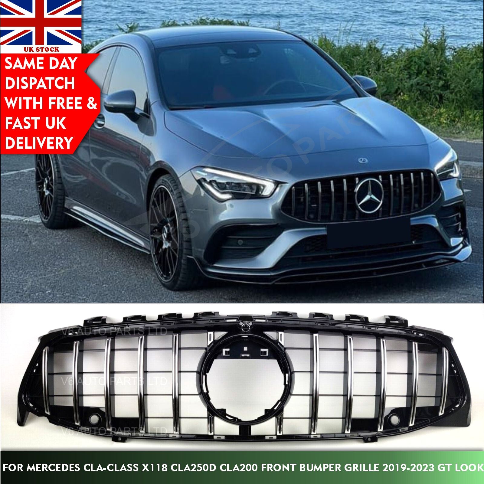 For Mercedes CLA-Class W118 CLA200d Front Radiator Grille 2019-2023 GT Facelift