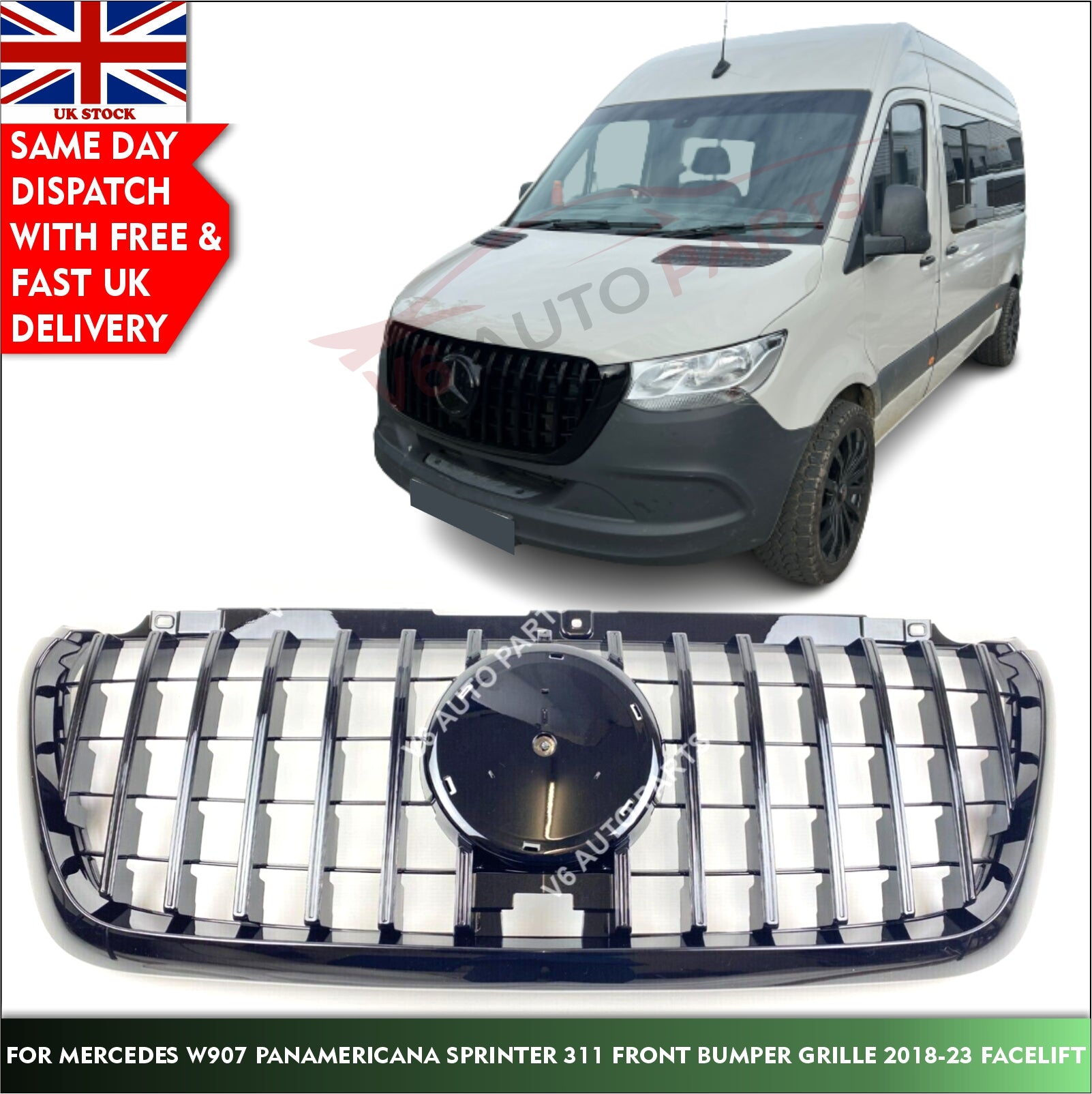For Mercedes W907 Panamericana Sprinter 311 Front Bumper Grille 2018-23 Facelift