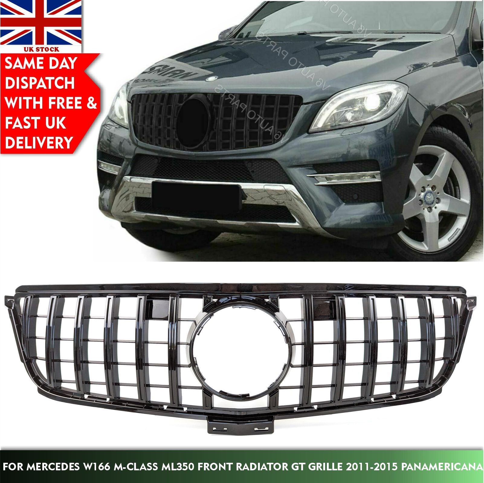 For Mercedes W166 M-Class ML350 Front Radiator GT Grille 2011-2015 Panamericana