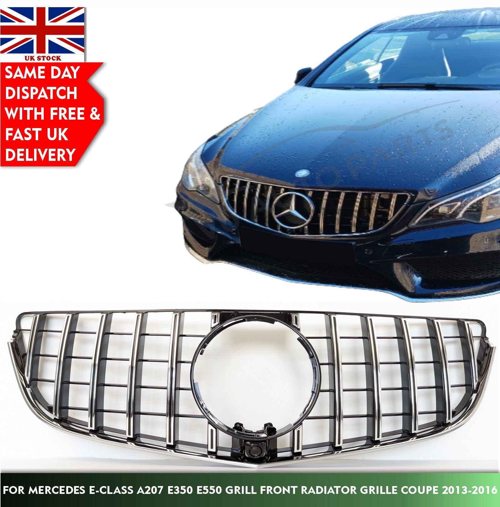 For Mercedes A207 E350 550 Front Radiator Chrome Grille Coupe Panamericana 13-16