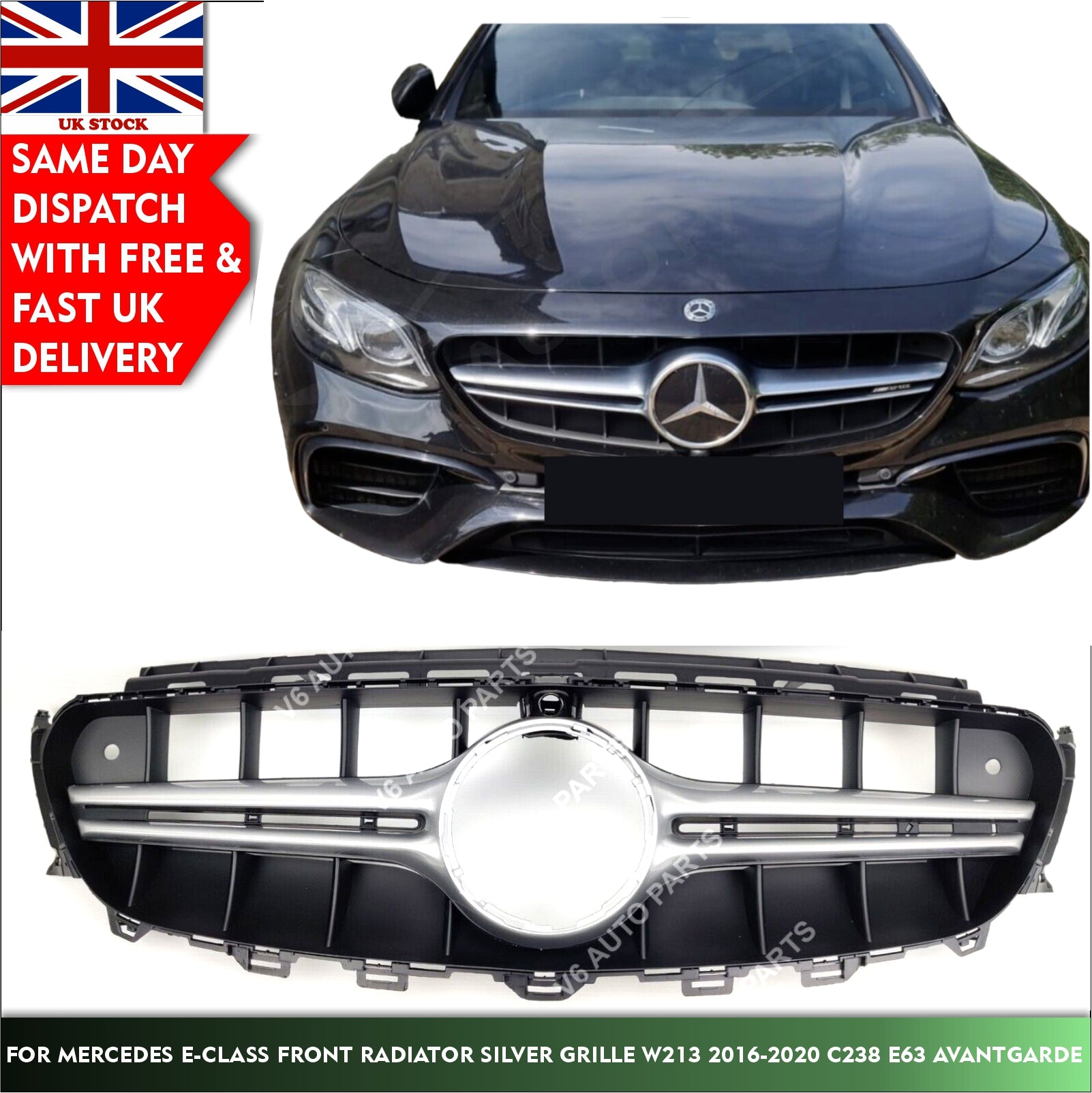 For Mercedes E-Class Grill W213 Front Radiator Grille 2016-20 C238 E220d AMG E53