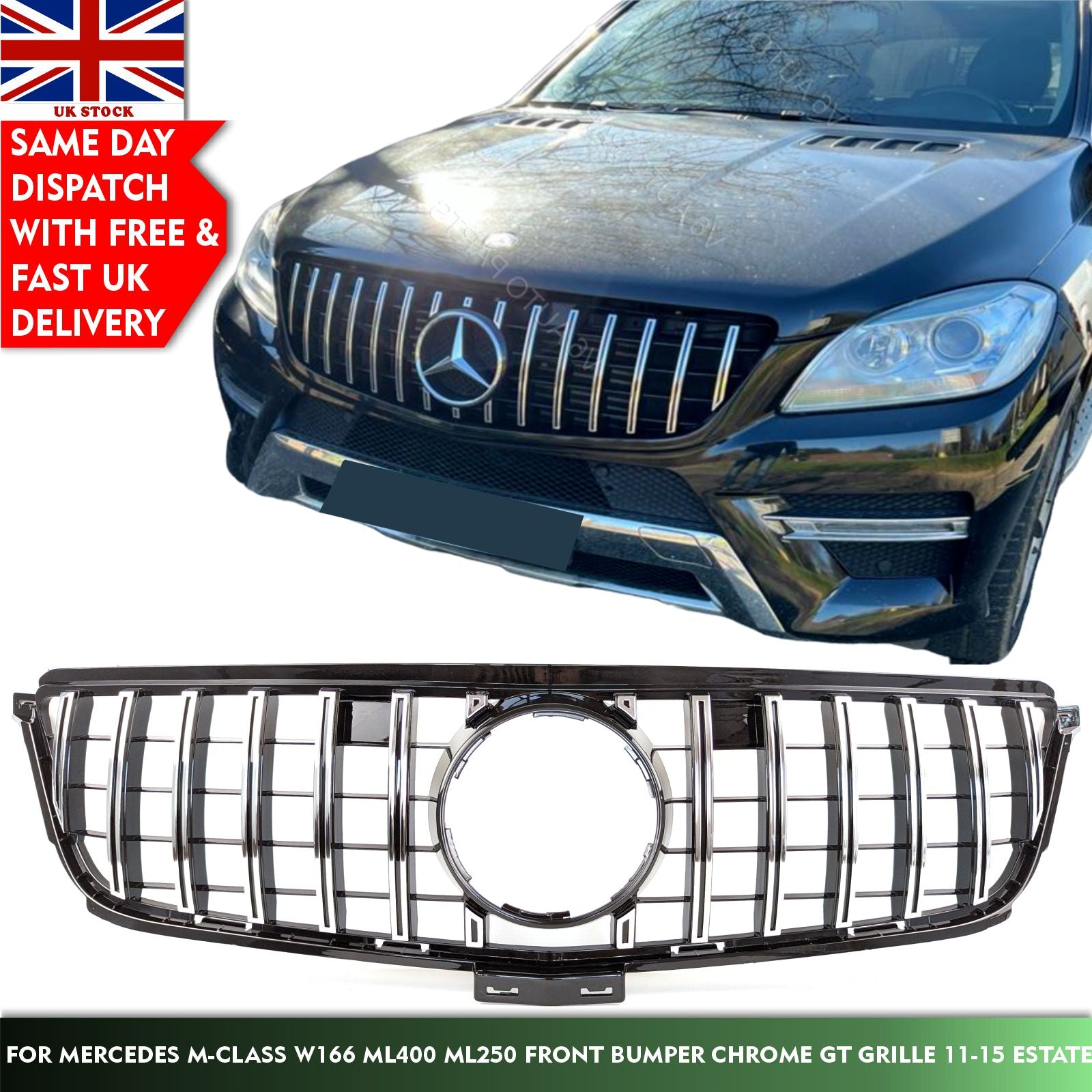 For Mercedes W166 M-Class ML250 Front Bumper Grille Panamericana 2011 - 2015 GTR