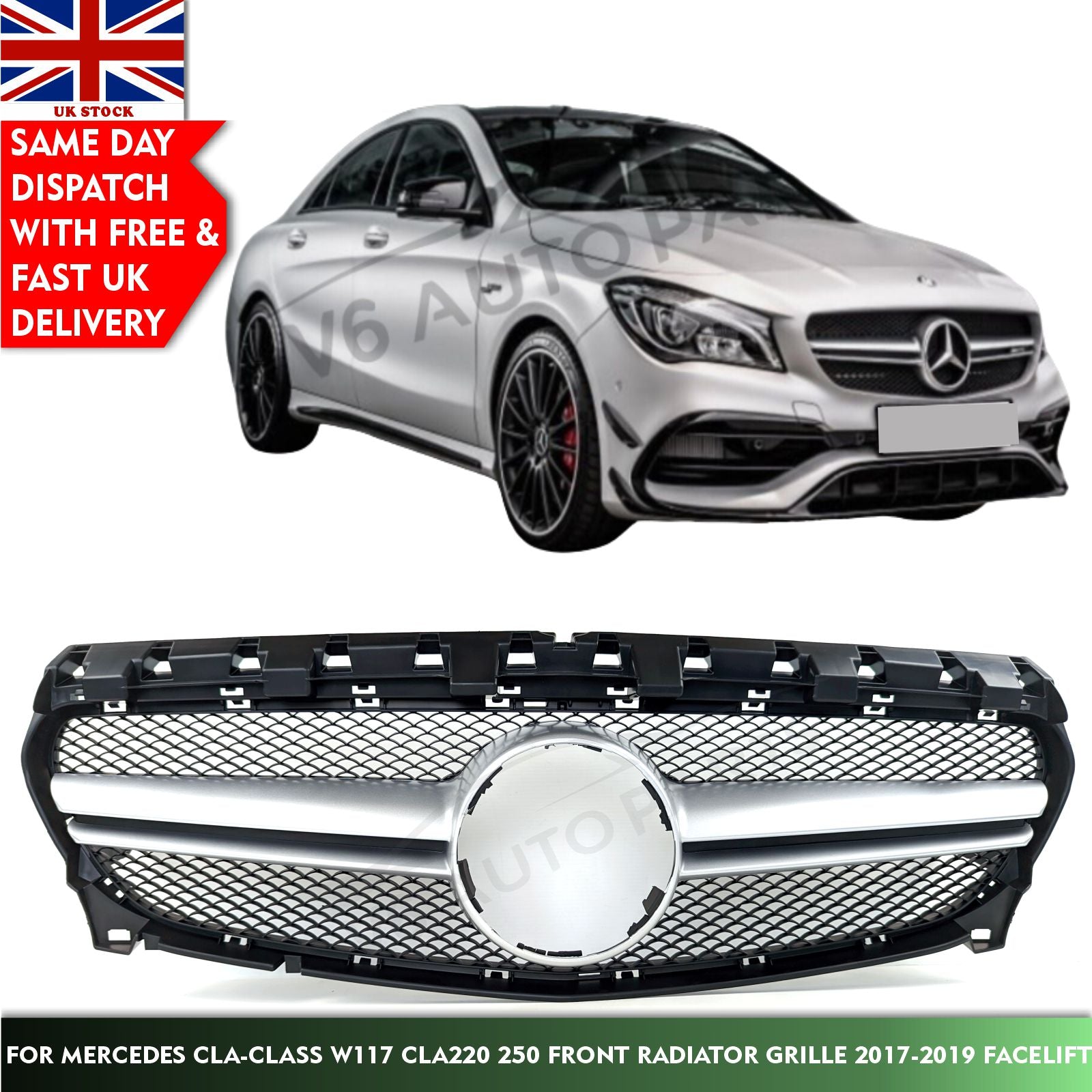 For Mercedes CLA-Class W117 CLA220 250 Front Radiator Grille 2017-2019 Facelift