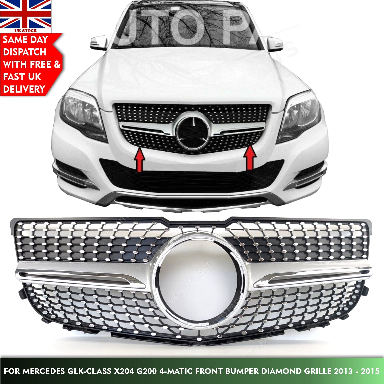 Frontstoßstangen-Diamantgitter für Mercedes Benz GLK-Klasse X204 200 350 4-Matic 2013 bis 2015 