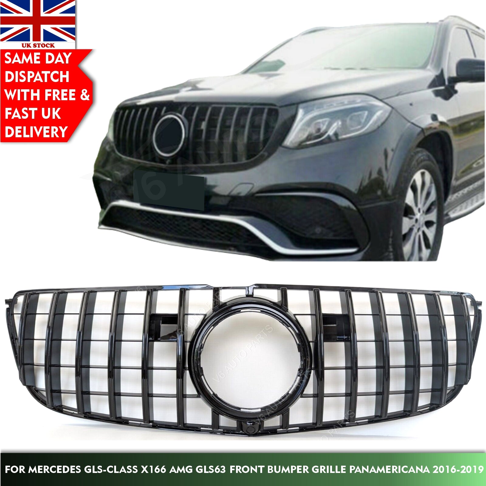 For Mercedes GLS-CLASS X166 AMG GLS63 Front Bumper Grille Panamericana 2016-2019