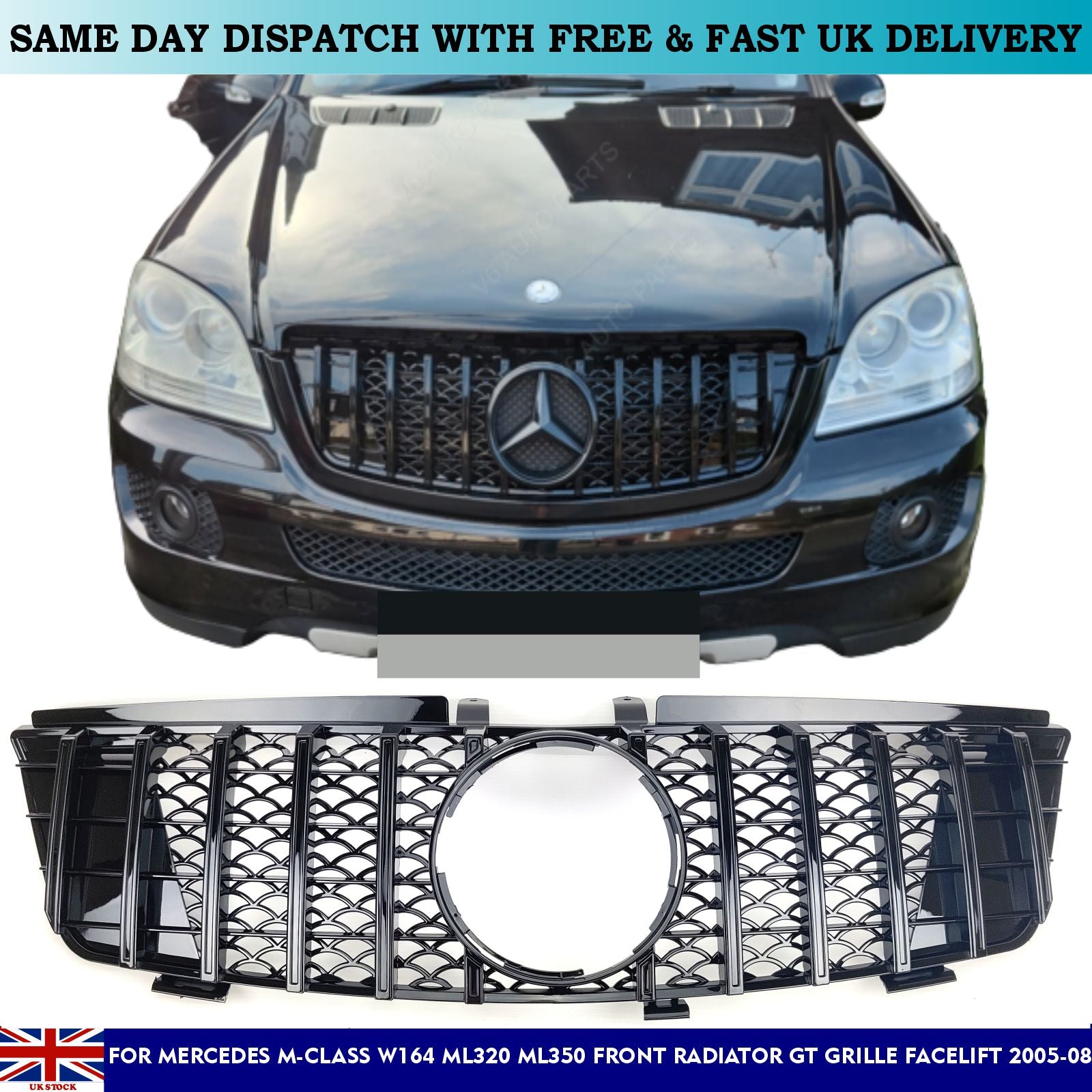 For Mercedes M-Class W164 ML320 ML350 Front Radiator GT Grille Facelift 2005-08