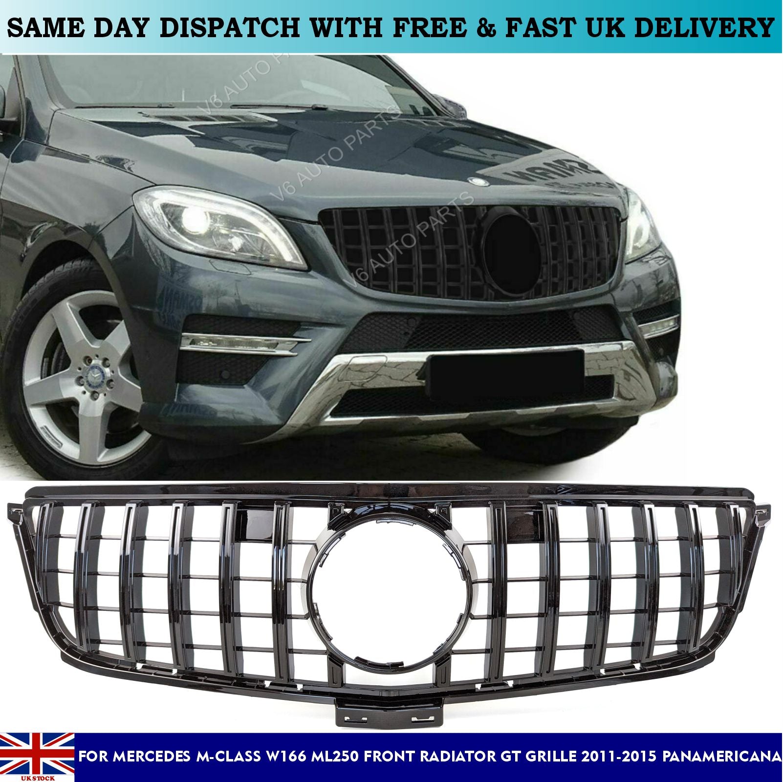 For Mercedes W166 M-Class ML350 Front Radiator GTR Grille 2011-2015 Panamericana