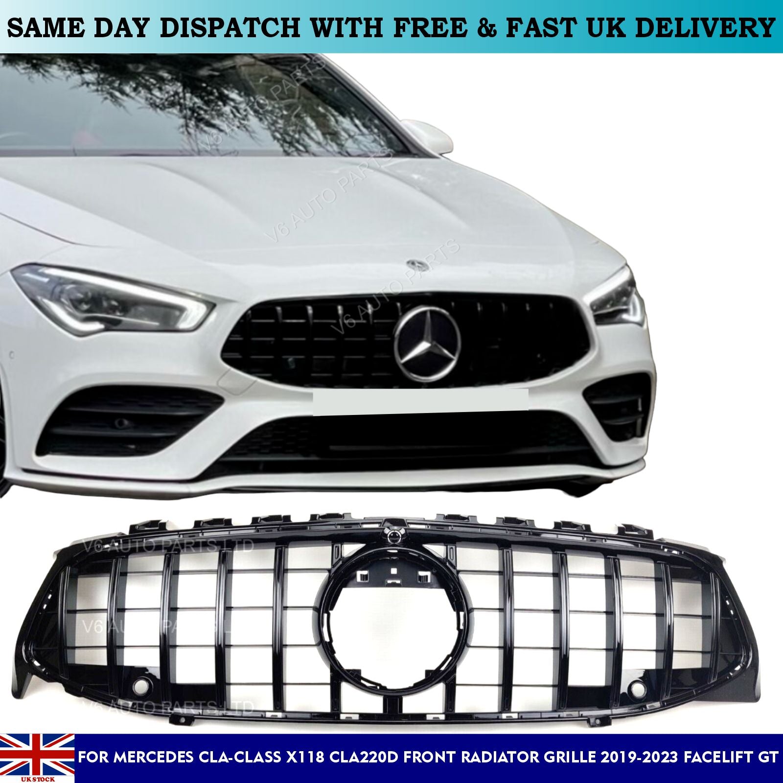 For Mercedes CLA-Class X118 Grill CLA200 CLA250 Front Radiator Grille 2019-23 GT