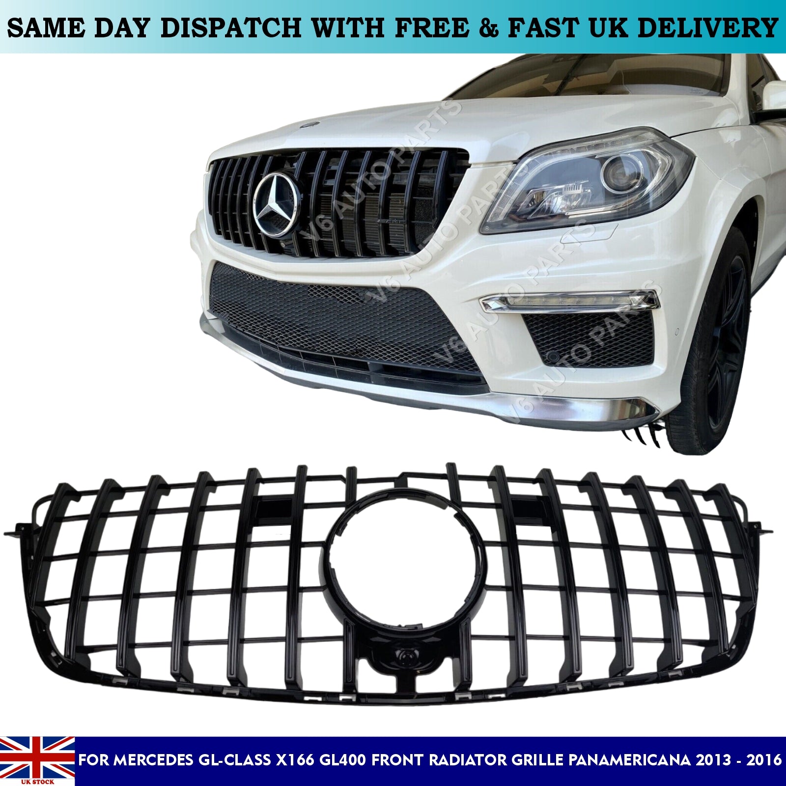 For Mercedes GL-Class X166 GL500 Front Radiator Grille Panamericana 2013 - 2016