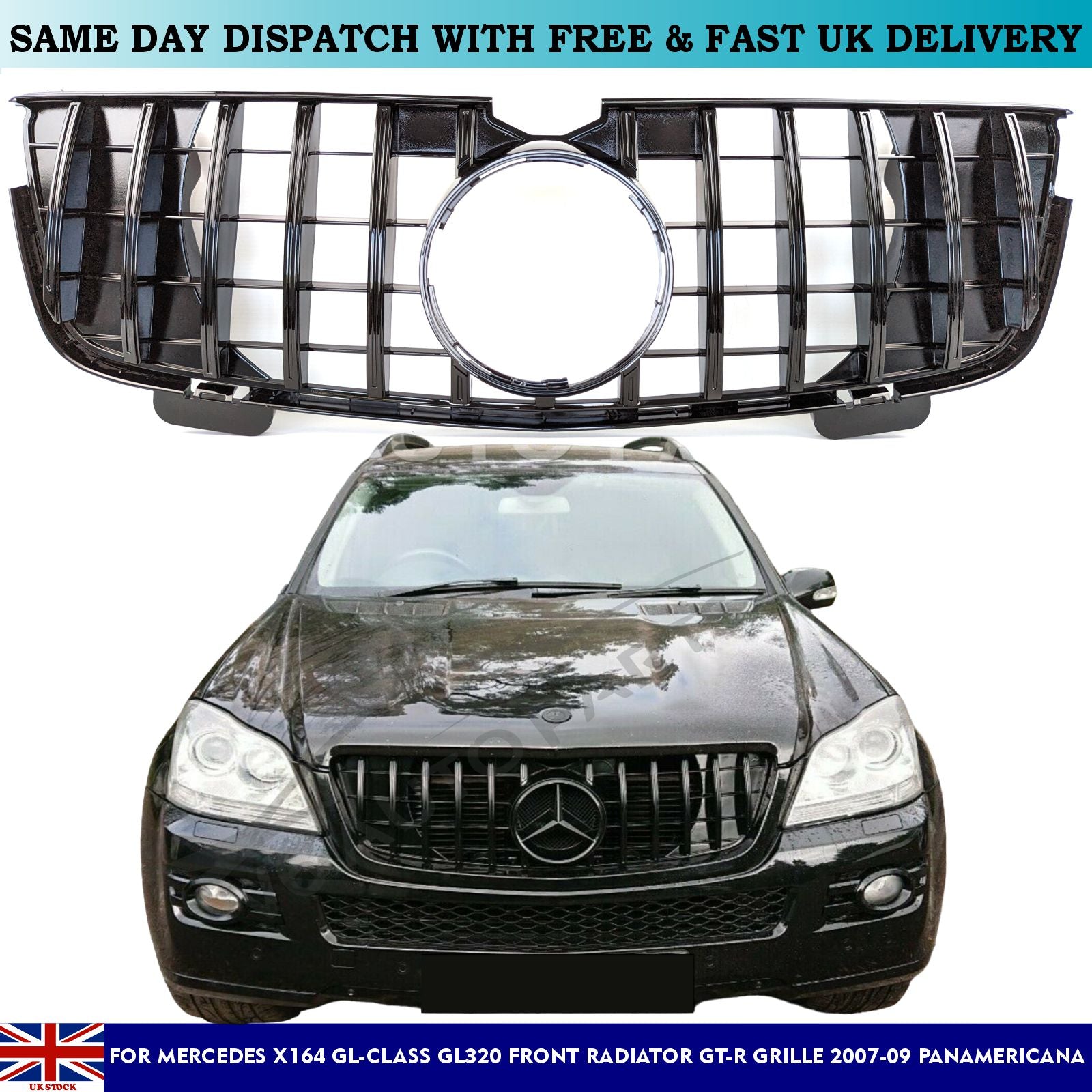 For Mercedes X164 GL-Class GL320 GL450 Grill Front Radiator Grille 2007-09 GT-R