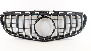 Front view of black grille made for Mercedes Benz E-Class 2013-2016.