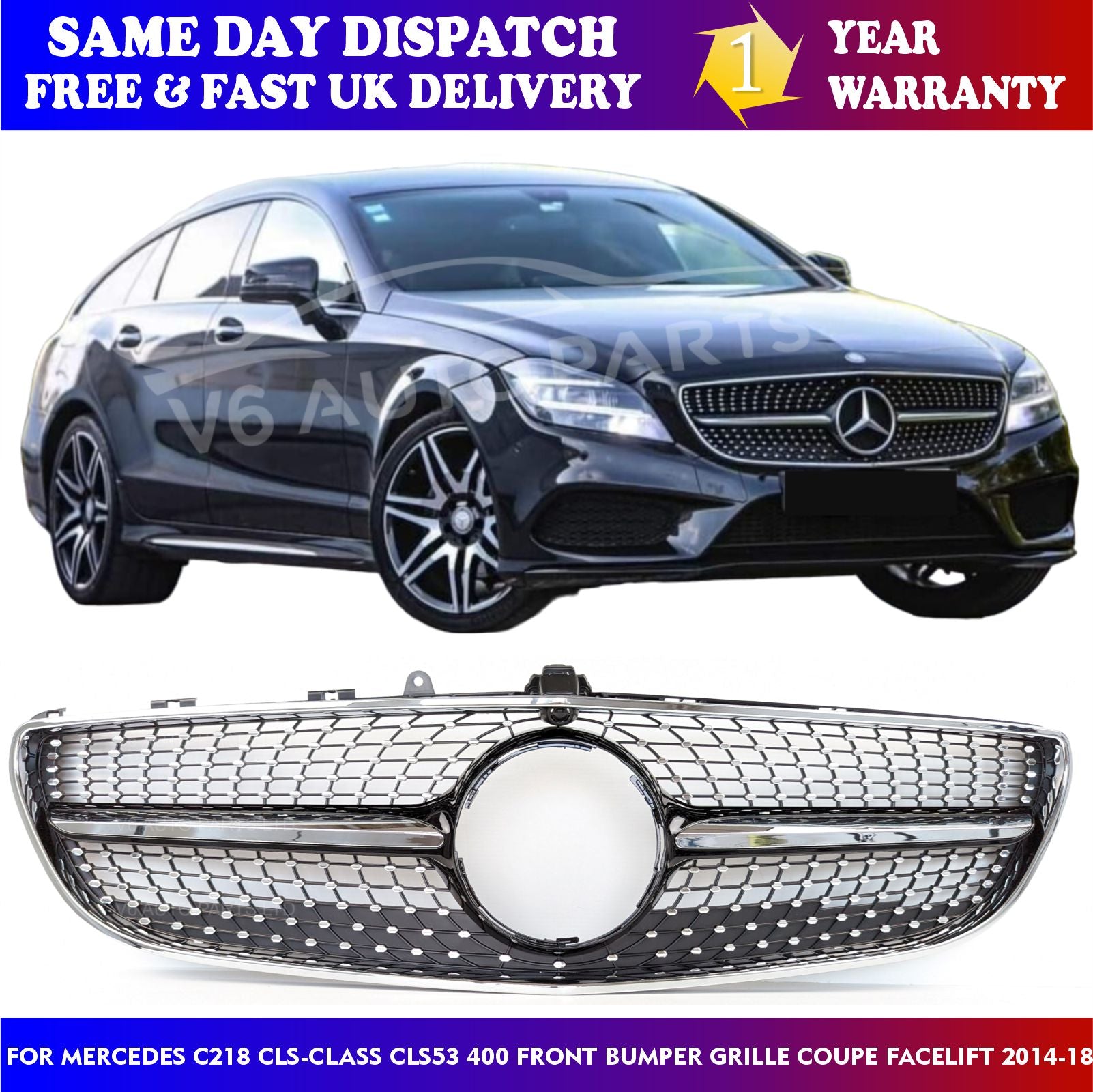 For Mercedes CLS-Class W218 CLS320 CLS53 250 Front Bumper Grille 2014-2018 Coupe