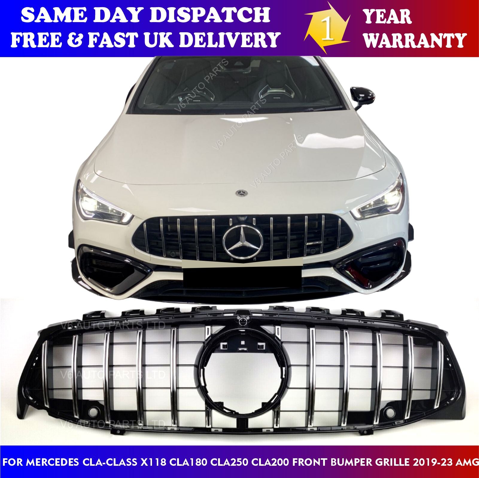 For Mercedes CLA-Class X118 CLA200d Front Radiator GT Grille 2019-2023 Facelift