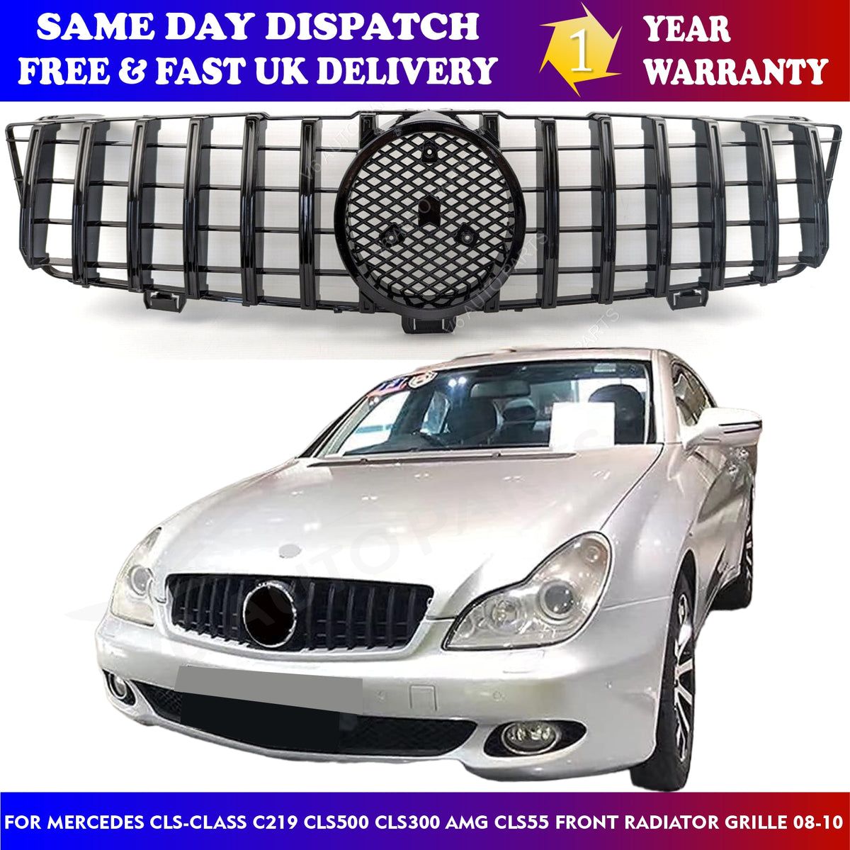 Mercedes-Benz CLS-Class C219 Front Bumper Grille – CLS500, CLS300, CLS55 AMG (2008–2010)