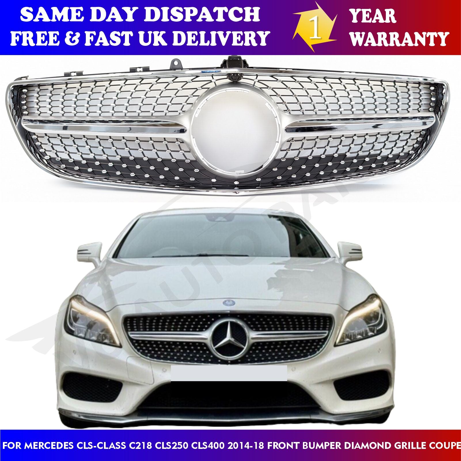 For Mercedes W218 CLS-Class CLS320 350d CLS53 Front Bumper Grille Coupe  September 2014-18