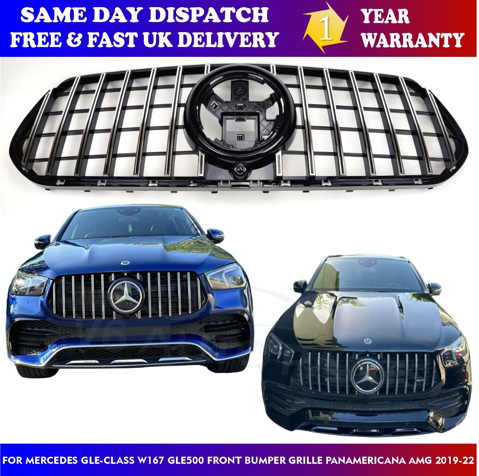 For Mercedes GLE-Class W167 GLE400 Front Bumper Grille Panamericana AM