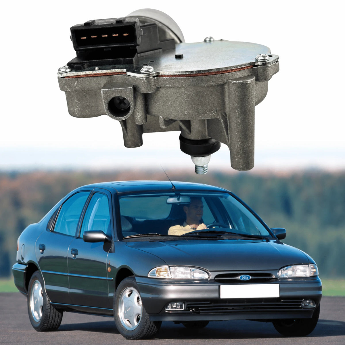 image of front windshield wiper motor replacement for Ford Transit MK6 MK7 TT9 OEM XS7117B571AA