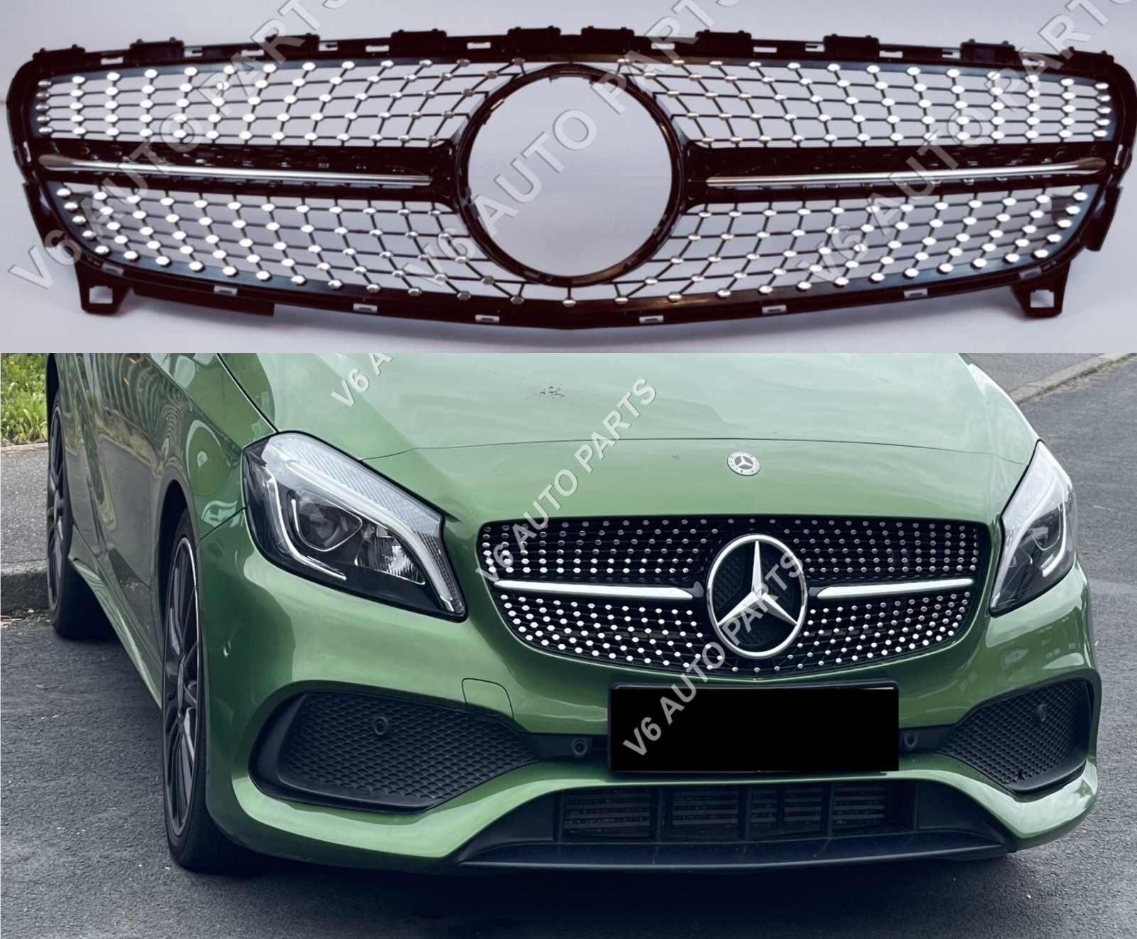 Diamantgitter für den vorderen Kühlergrill für Mercedes Benz A-KLASSE W1760 A220 A45 AMG 2015–2018