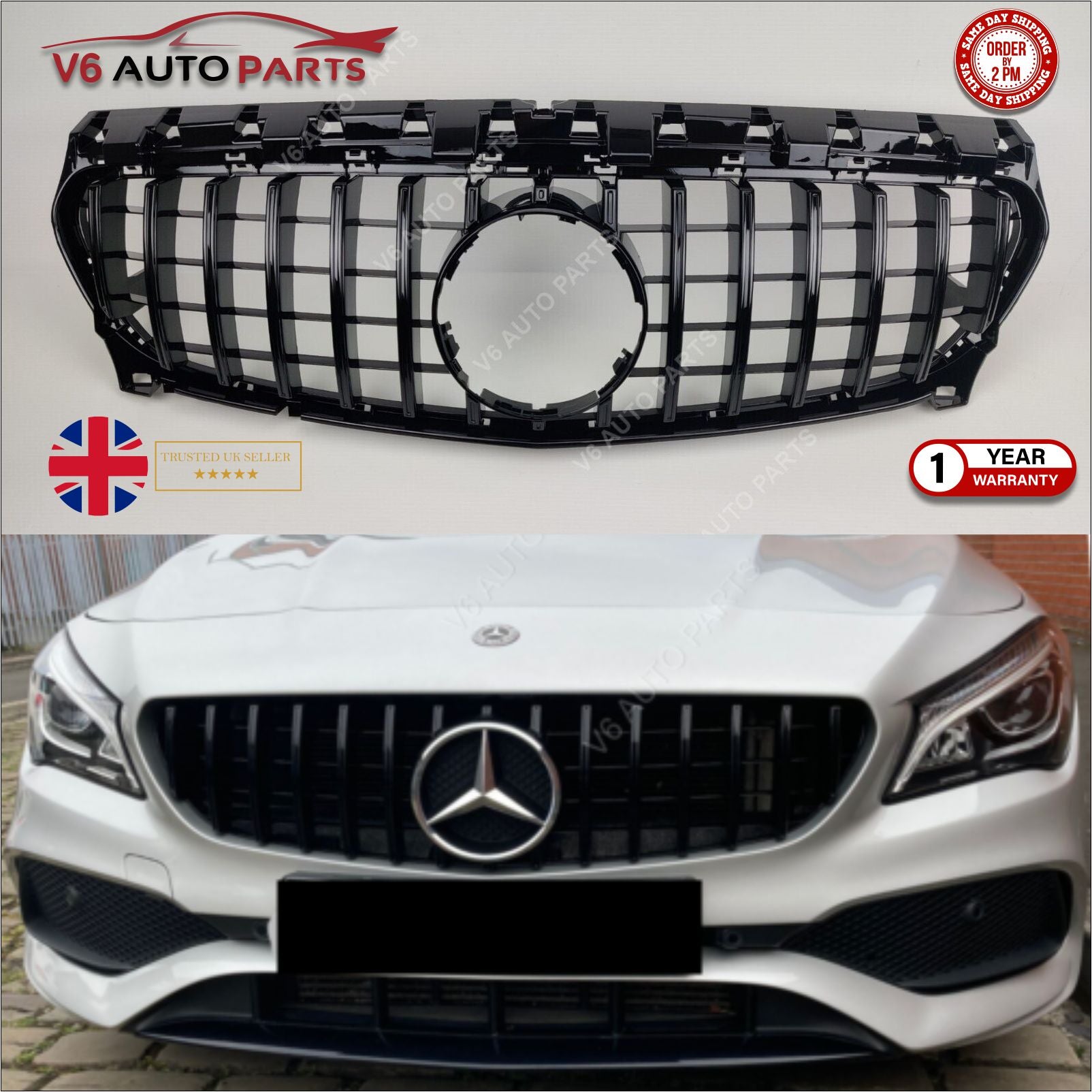 For Mercedes C117 CLA-Class Front Radiator Grille 2017 to 2019 CLA200 AMG