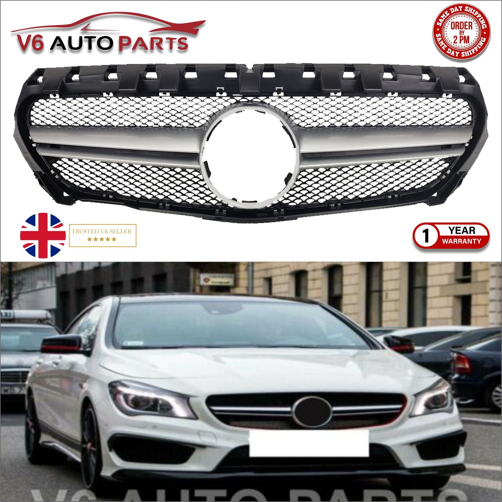 For Mercedes W117 CLA-Class CLA250 CLA220 CLA180 Front Radiator Grille 2013-2017