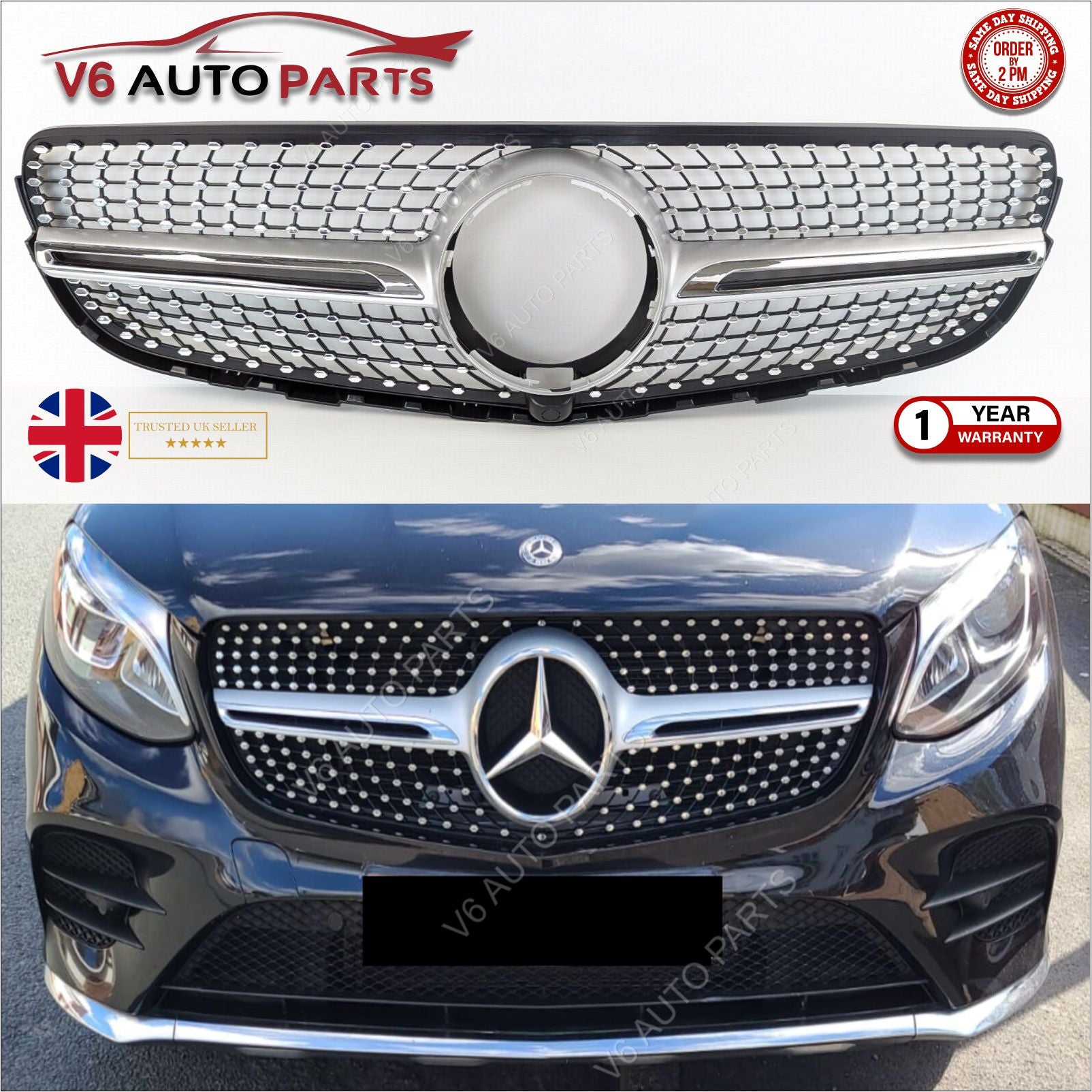 For Mercedes GLC-Class C253 Front Radiator Grille GLC300 220d GLC63 Look 2015-19