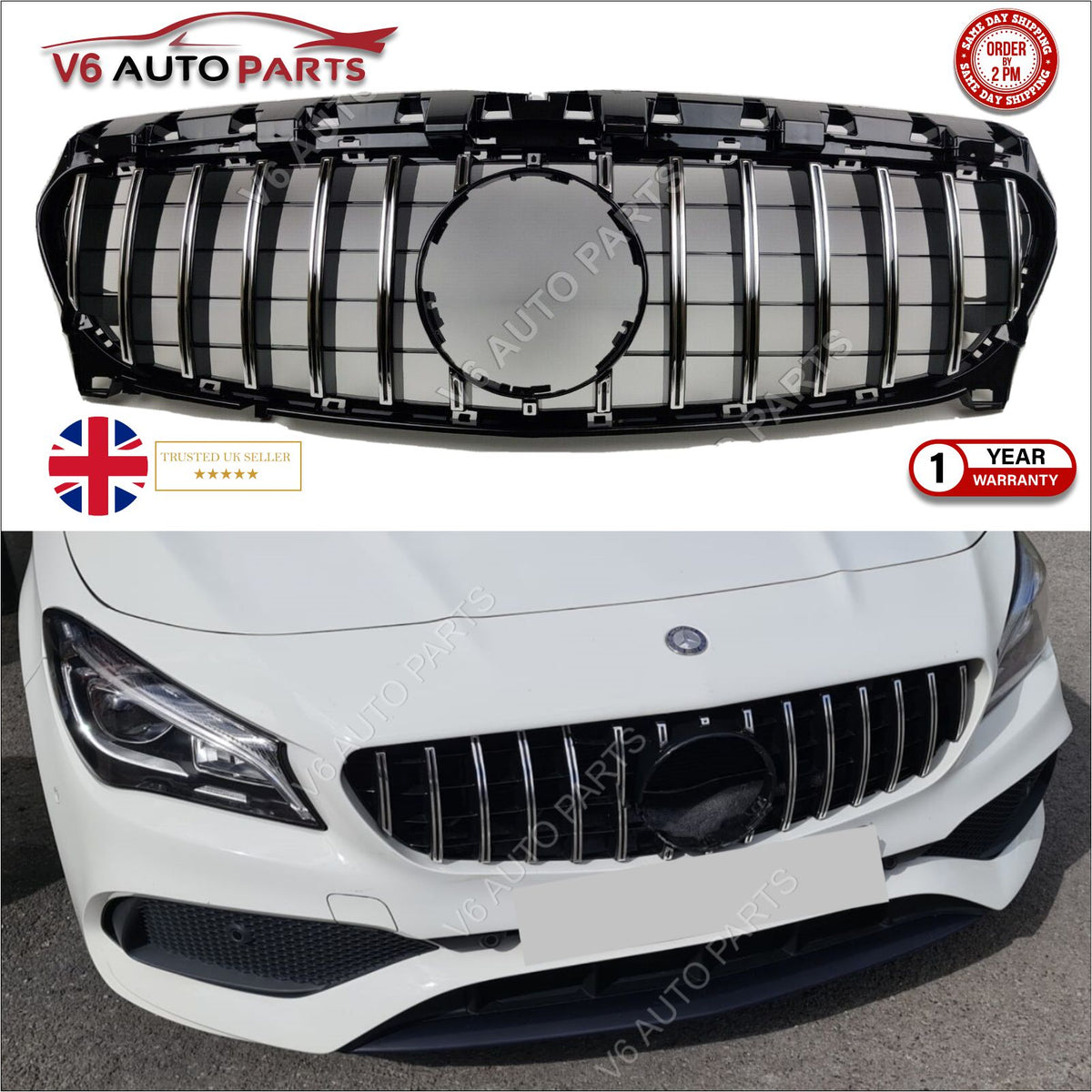 Vorderer Kühlergrill aus Chrom für Mercedes Benz CLA-Klasse R117 GT Panamericana 2017–2019 