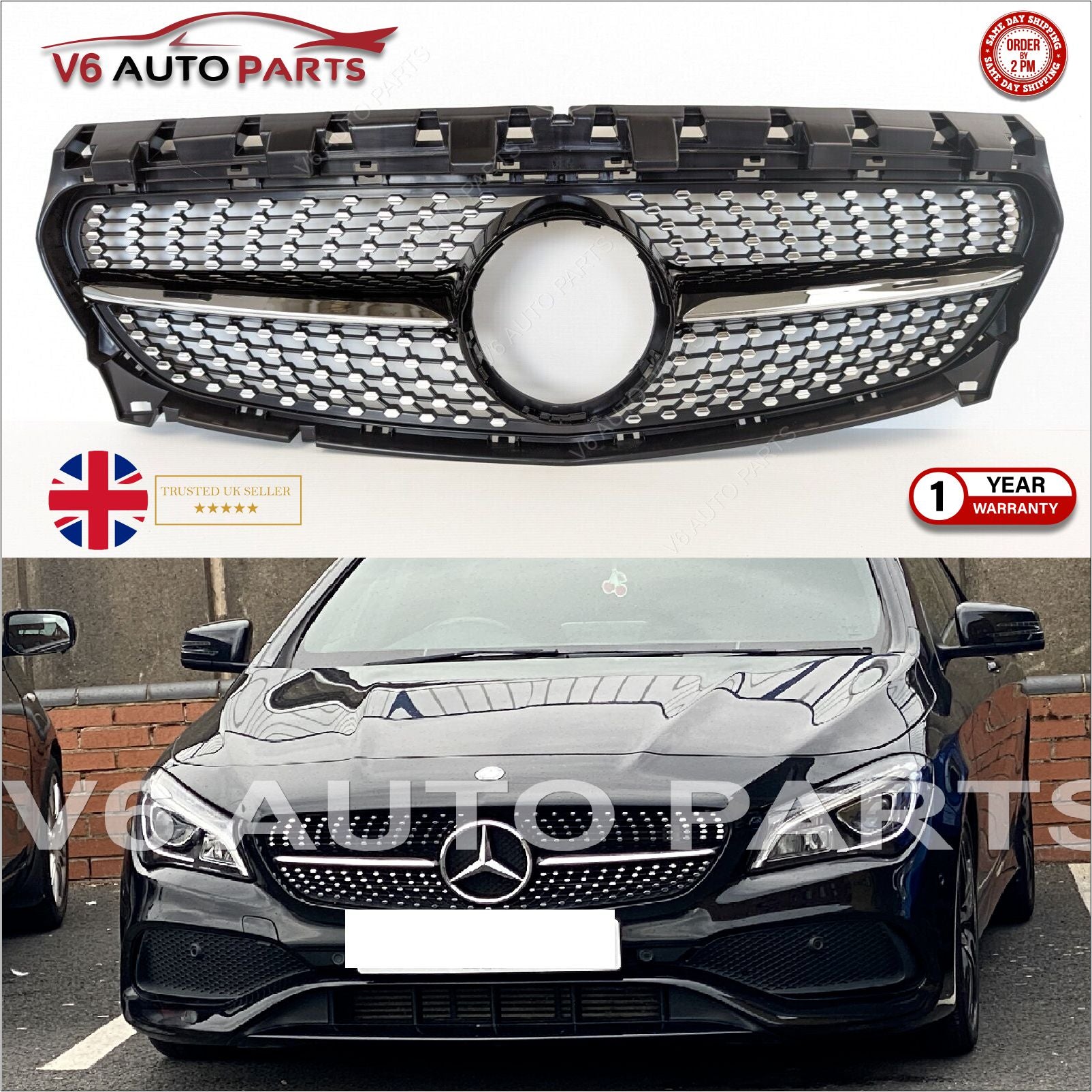 For Mercedes CLA-Class W117 CLA250 300 Front Radiator AMG Diamond Grille 2017-19
