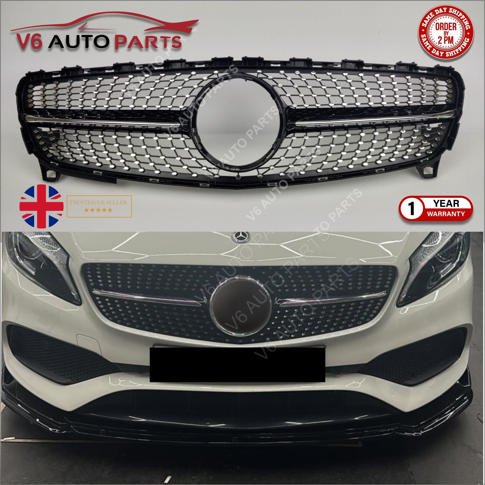 For Mercedes A-Class A176 A200 Front Bumper Grille AMG Facelift Style 2015-18