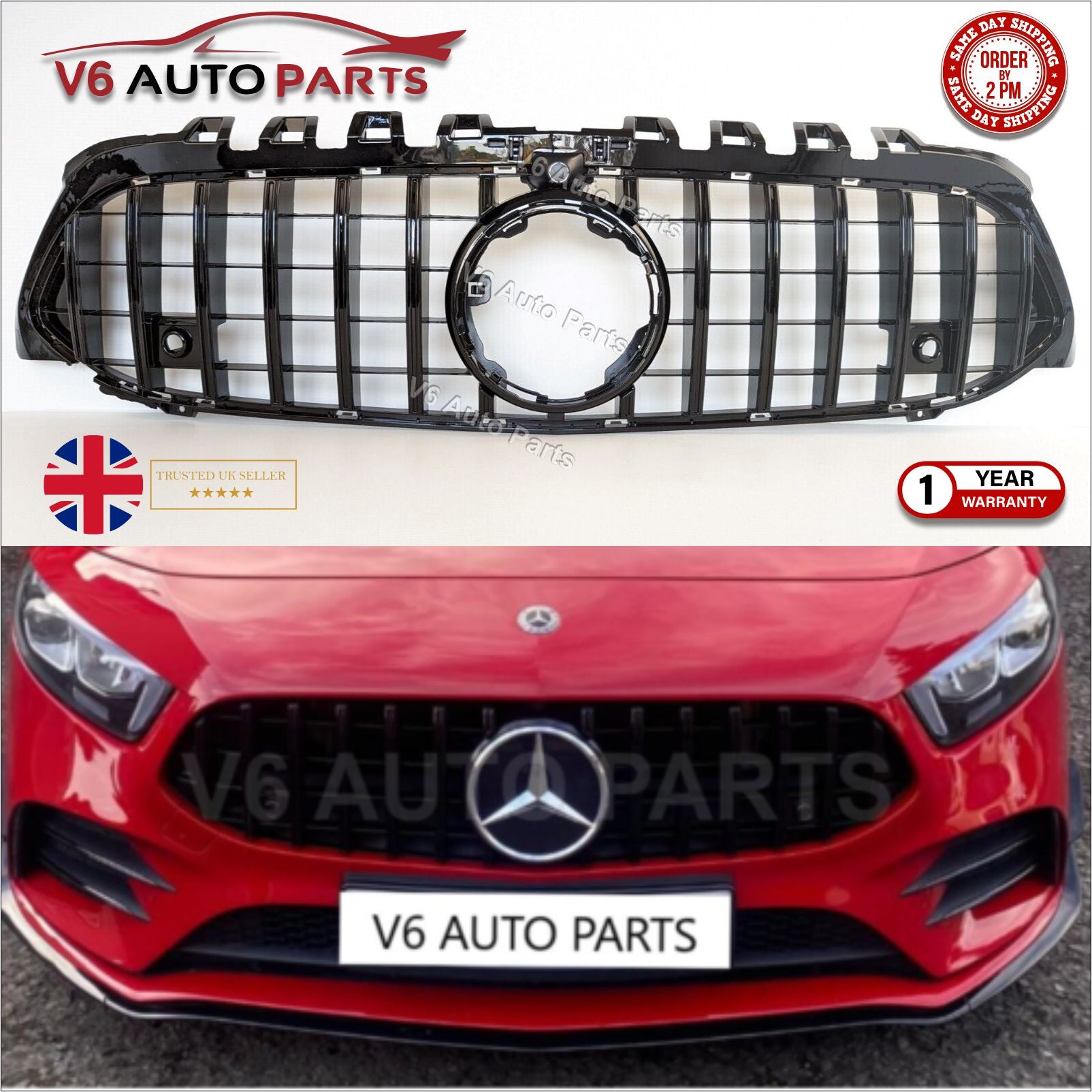 For Mercedes A-Class W177 AMG A35 Front Sports GT Style Grille V177 A250 2018-22