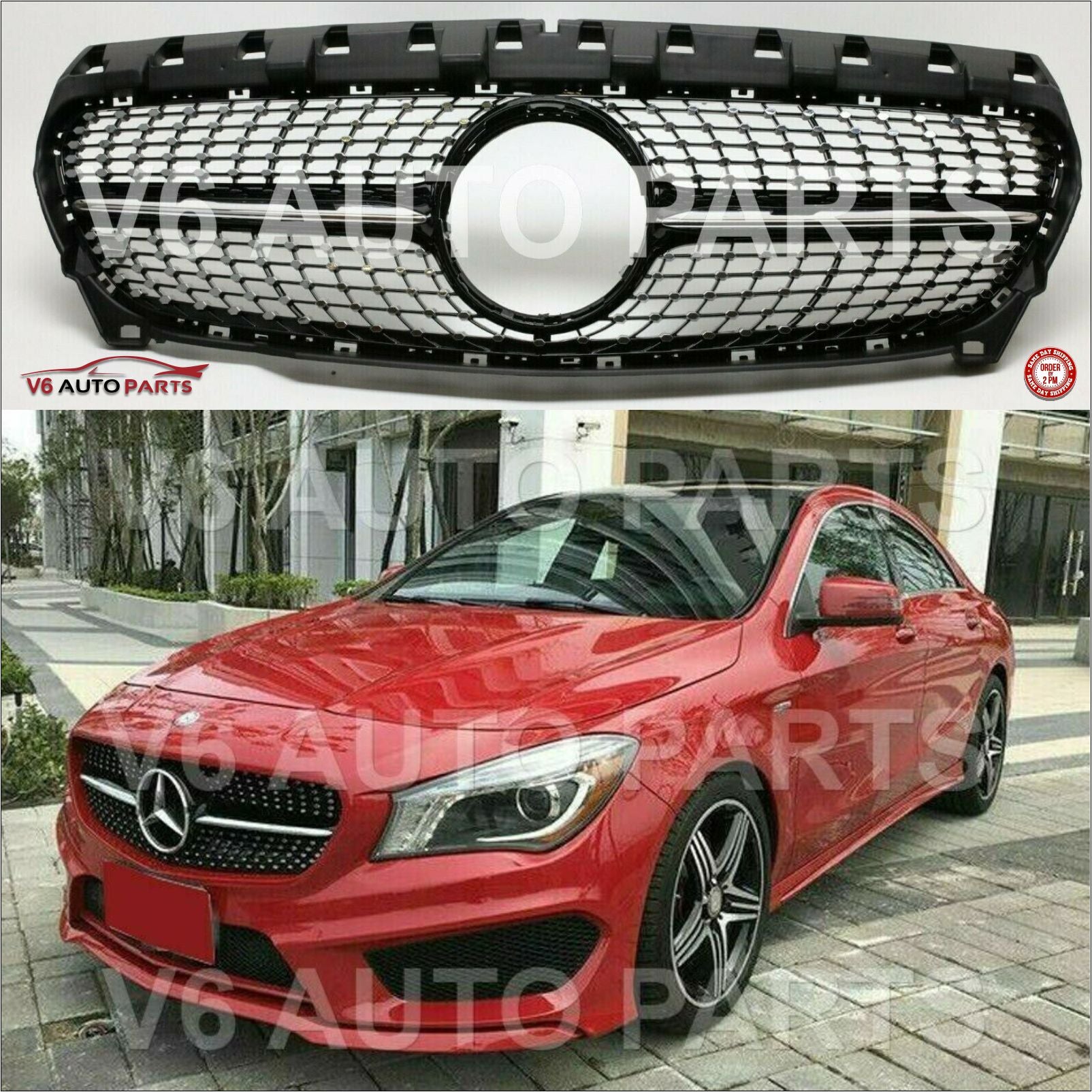 For Mercedes CLA-Class C117 CLA220 Grill Front Radiator Grille 2013-2017 Diamond