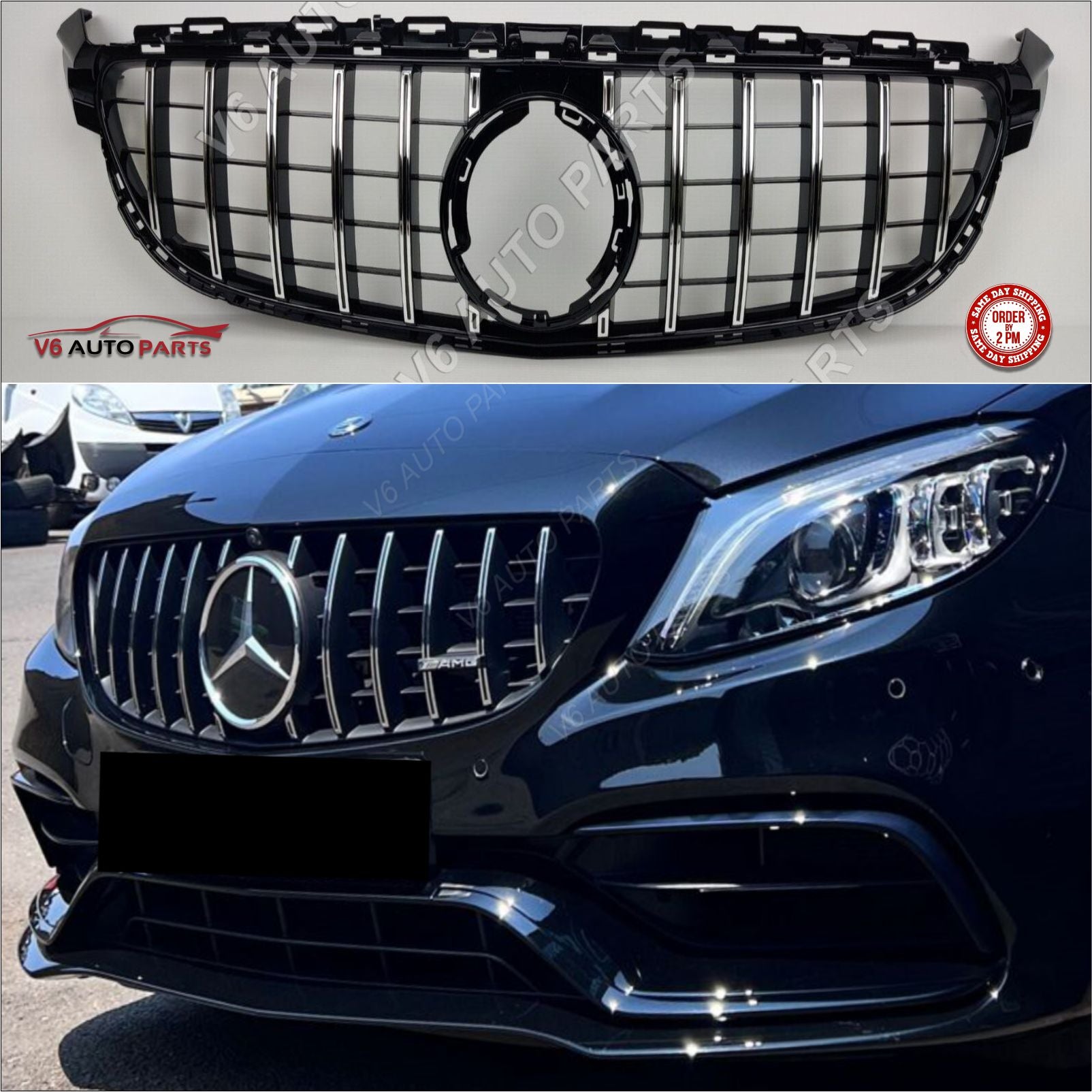 For Mercedes C-Class A205 C43 C63S AMG Front Radiator Grille Panamericana 2018-2020