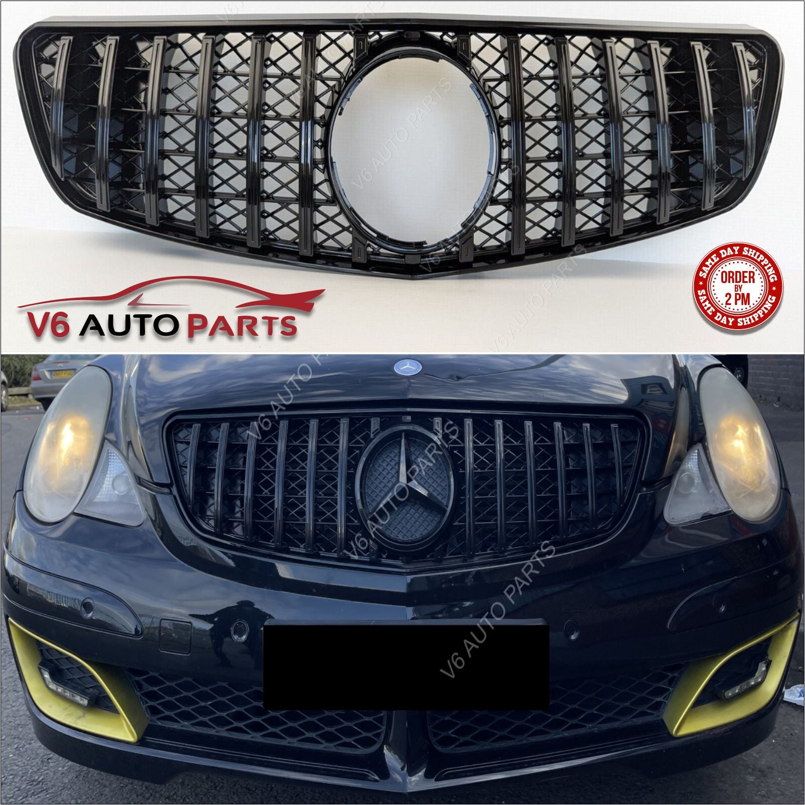 For Mercedes R-Class W251 R350L front Grill Bumper Gloss Black GT Grille 2006-10
