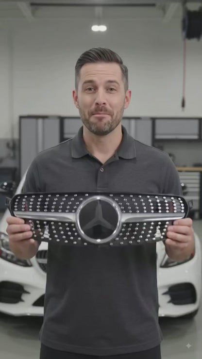 Front Bumper Diamond Chrome Grille for Mercedes‑Benz C‑Class W204 Saloon (2007–2014) | Fits C180, C220