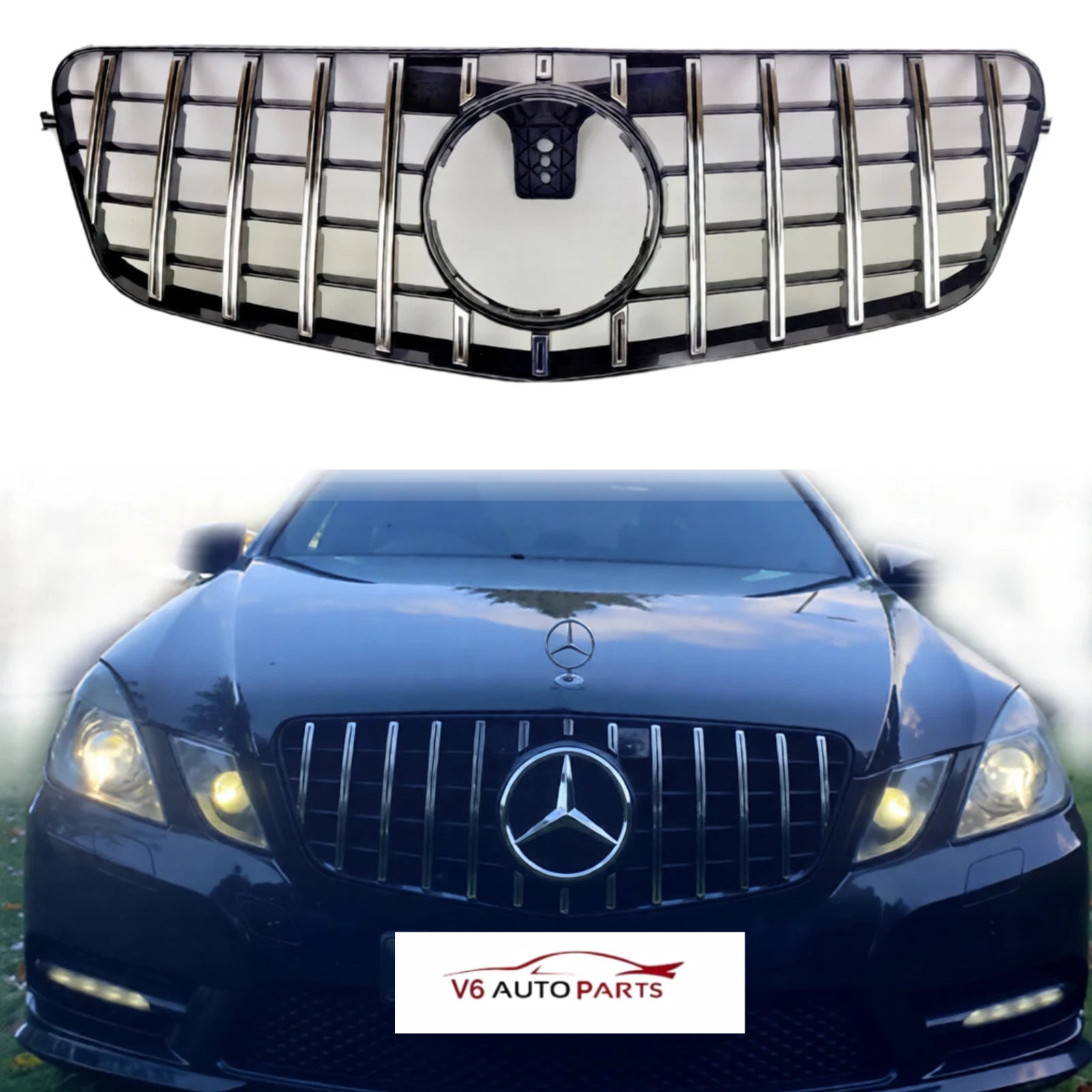 Front Bumper Grille for Mercedes-Benz E-Class W212 (E200, E220, E250) Saloon 2009–2013 – Chrome Slats Upgrade