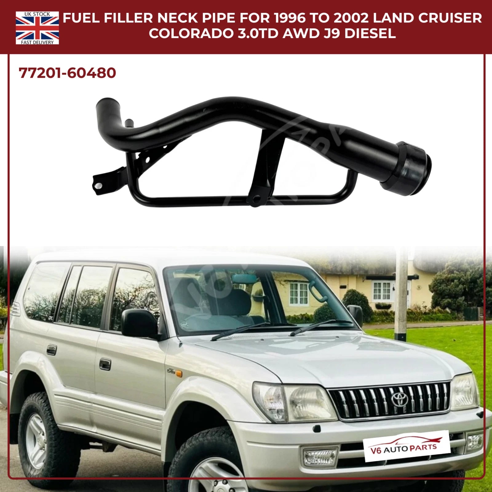 Fuel Tank Filler Neck Pipe 77201-60480 | Fits Toyota Land Cruiser Colorado J9 Diesel 1996–2002