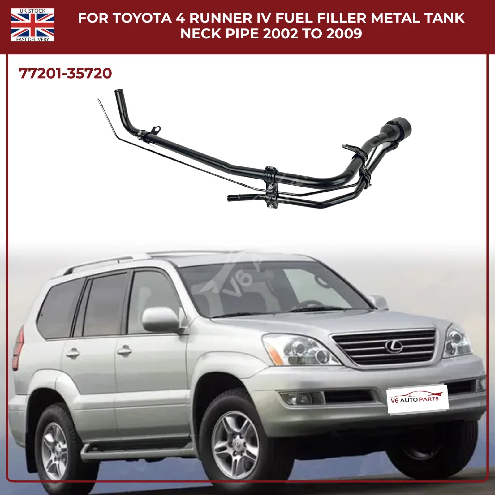 Lexus GX470 J12 V8 Fuel Filler Neck Pipe 2001–2009 | Toyota 4Runner N210 Petrol SUV Replacement (77201‑35720)