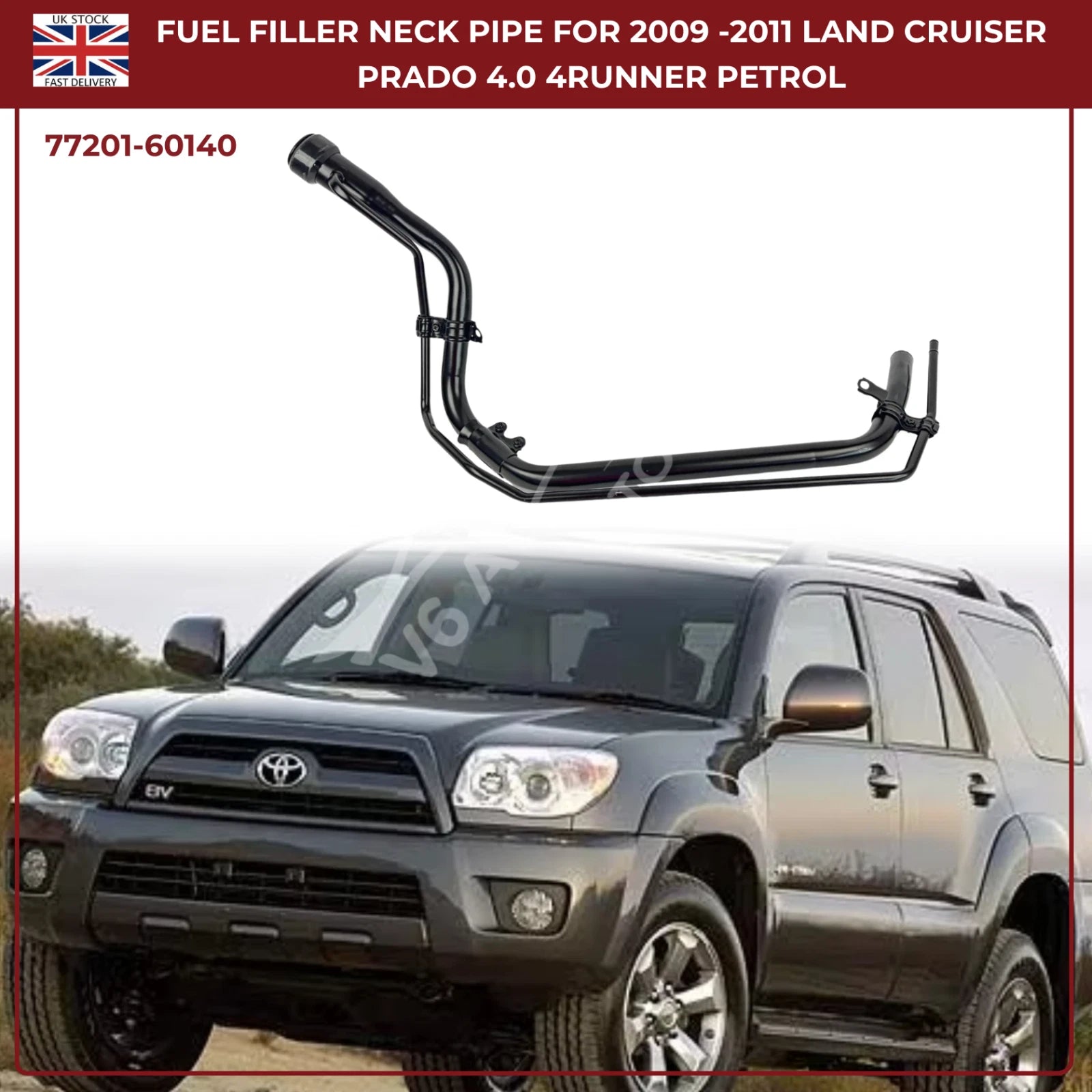 Fuel Tank Filler Neck Pipe For Toyota Land Cruiser Prado 150 & Toyota 4Runner Petrol (2009–2011) | OEM Ref 77201‑60140