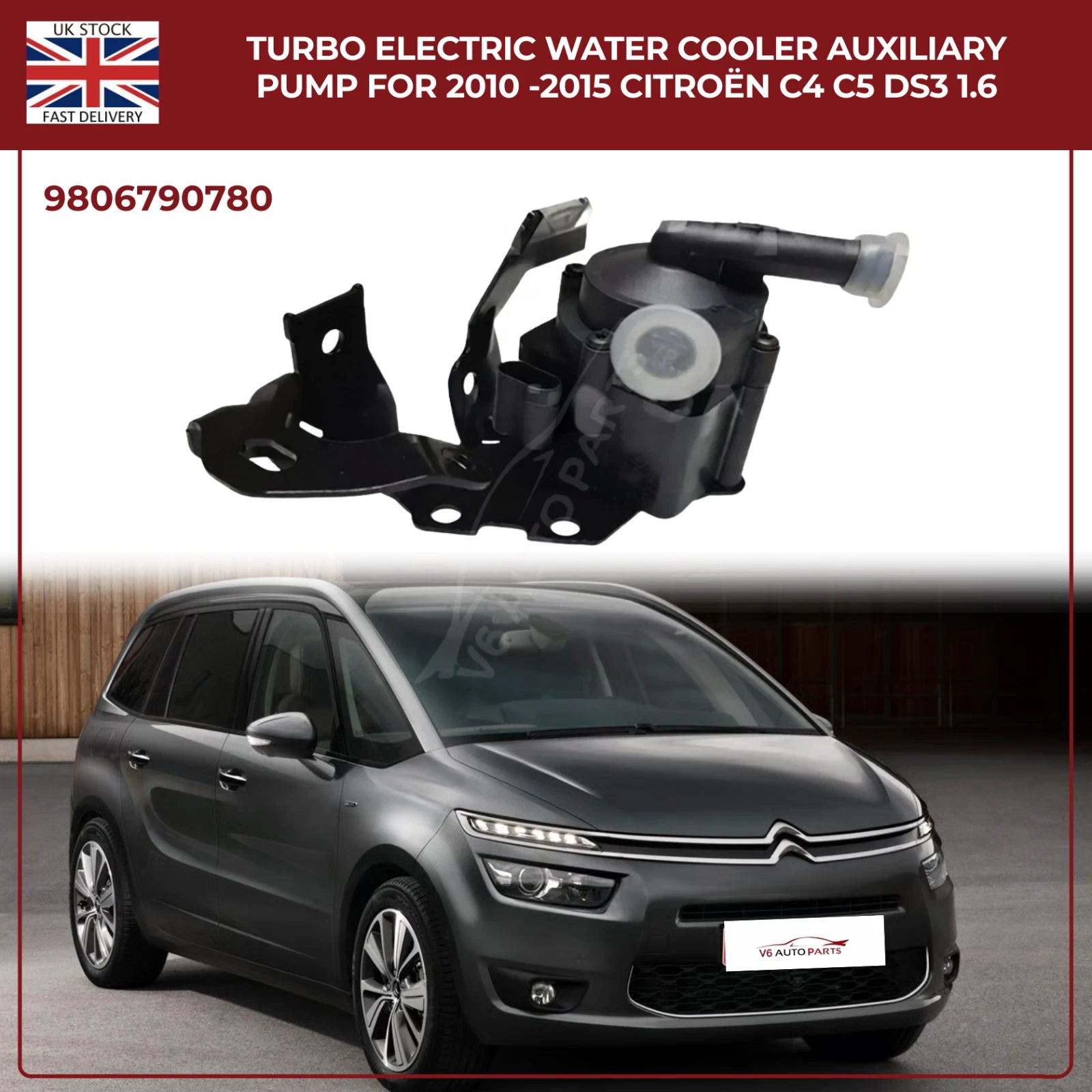 Turbo Electric Water Cooler Auxiliary Pump For 2010 - 2015 PEUGEOT RCZ 1.6 Fwd