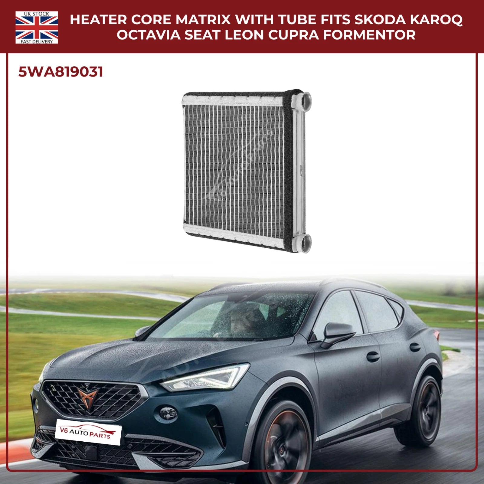 HVAC Heater Matrix W/ Tube 5WA819031 — Audi Q3, Skoda Karoq, Octavia, Seat Leon, Cupra Formentor