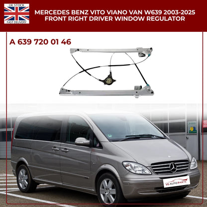 Front Right Driver Side Window Regulator For Mercedes Vito & Viano W639 (2003–2025)  – OE Quality Replacement