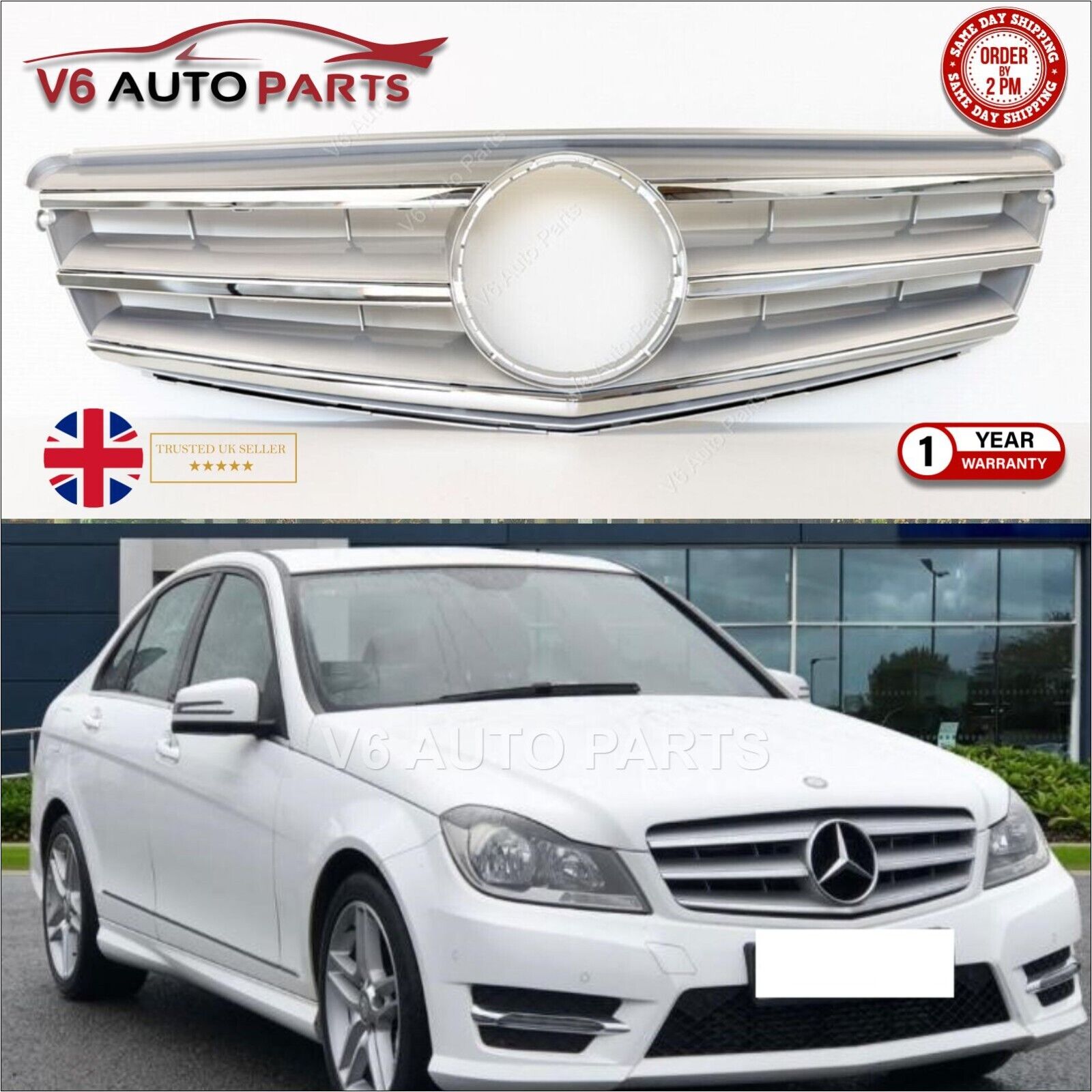 For Mercedes C-Class W204 Front Bumper Grille C180 C220 C300 AMG Grill 2007-2014