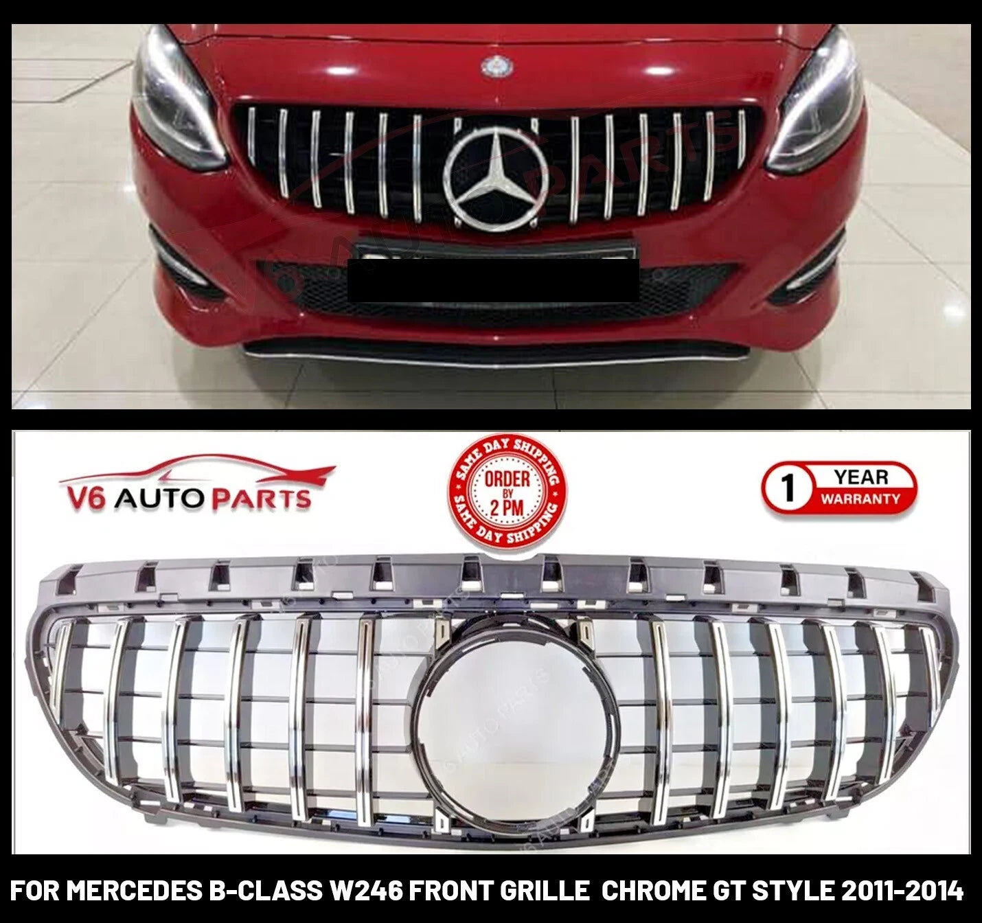 Mercedes Benz B-Class W246 Front Bumper GT Panamericana Chrome Grille (B200, B220, B250, 2015–2018)