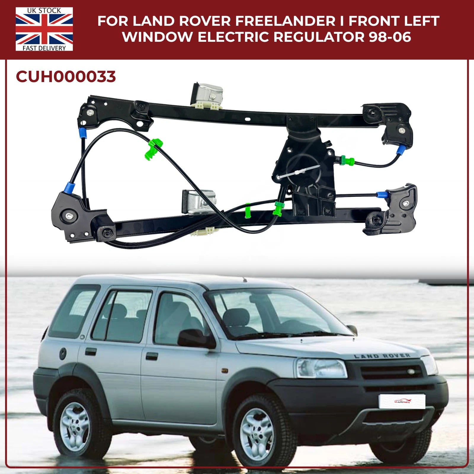 Land Rover Freelander Mk1 Front Left Window Regulator 1998–2006 CUH000033