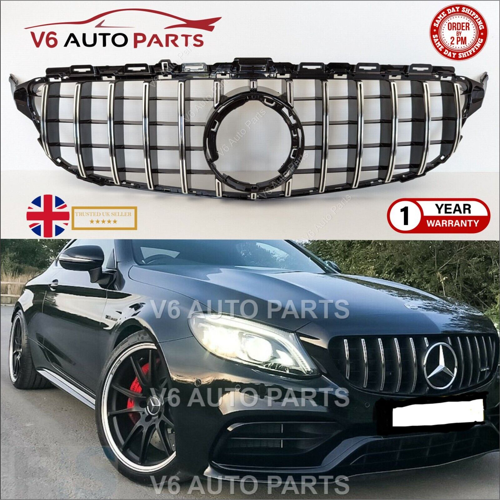 For Mercedes C-Class A205 Grill Front Radiator Grille C300 180 C43 GTR 2018-2020