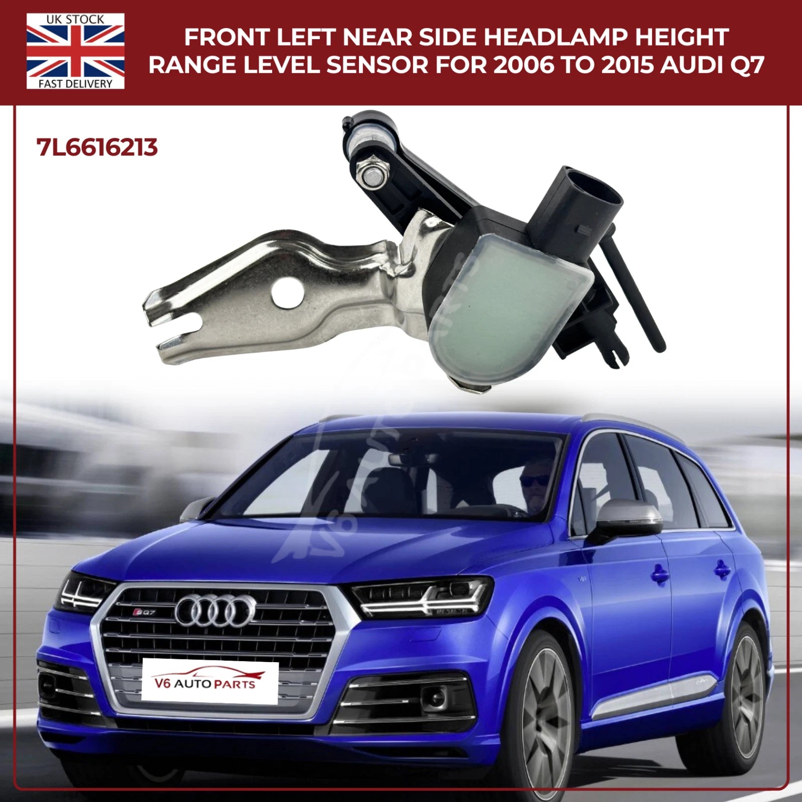 Audi Q7 (4L) 2006–2015 Front Left Headlight Level Sensor with Linkage – OEM 7L6616213