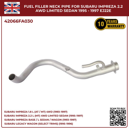 Petrol Fuel Filler Neck Pipe 42066FA030 – Fits Subaru Impreza 2.2L AWD (1995–1997) & Legacy 2.2 AWD (1995–1996)